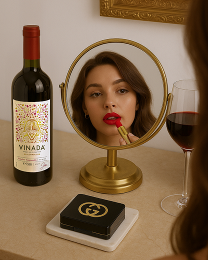 TimelessTempranillo_bottlewinewomanwithamirror