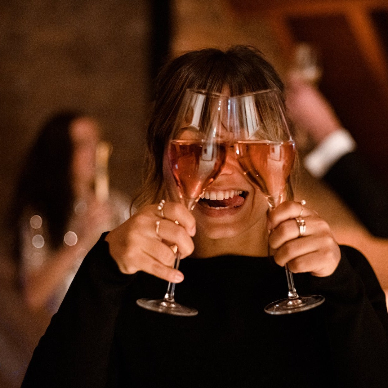 Looking through two glasses of Vinada Rose